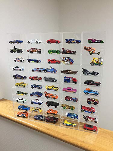 Preisvergleich Produktbild JAUTO Sammlervitrine Wandvitrine Wandregal Hängeregal Hängevitrine Vitrine Schaukasten aus Acrylglas für 1:64 Modellauto mit Tür 50 Fächer