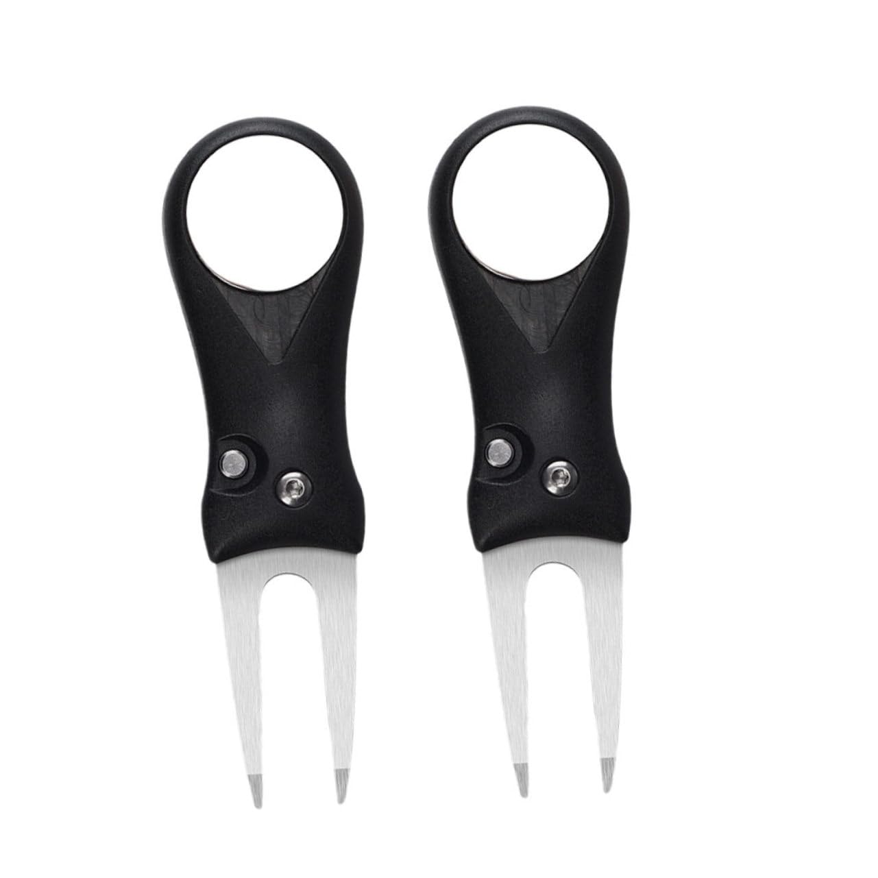 balacoo 2Pcs Abs Handle Golfs Divot Tool Durable Stainless Fork for Grass Repair Portable Golf Accessory with Ball Marker for Golf Lovers
