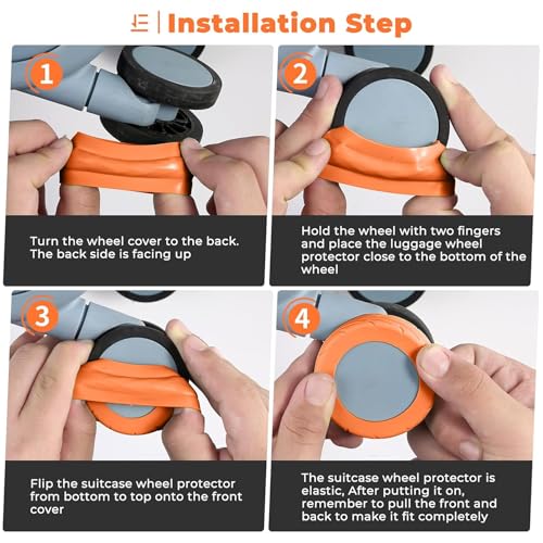 8 Pcs Luggage Wheel Covers, Carry on Luggage Suitcase Wheel Protector, Wear-Resistant, Anti-Noise Silicone Protective Covers for Wheels Office Chair (Purple)4