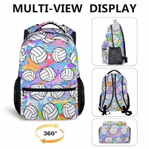 Kids Backpack for Boys Girls, 17" Volleyball School Backpacks for Elementary Middle School, Schoolbag Gifts for Volleyball Lovers, Large Capacity Volleyball Bookbag for Children Students4
