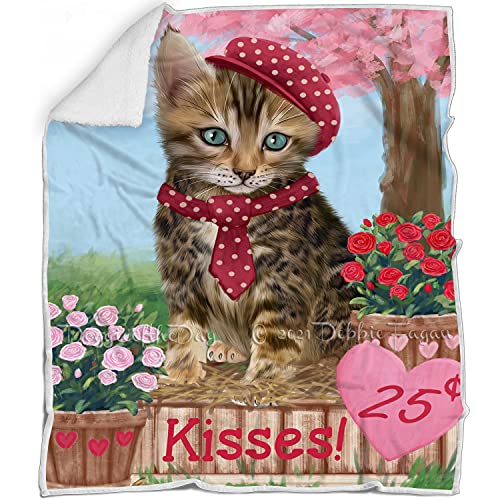 Rosie 25 Cent Kisses Bengal Cat Blanket - Lightweight Soft Cozy and Durable Bed Blanket - Animal Theme Fuzzy Blanket for Sofa Couch BLNKT60656 (50x60 Sherpa)