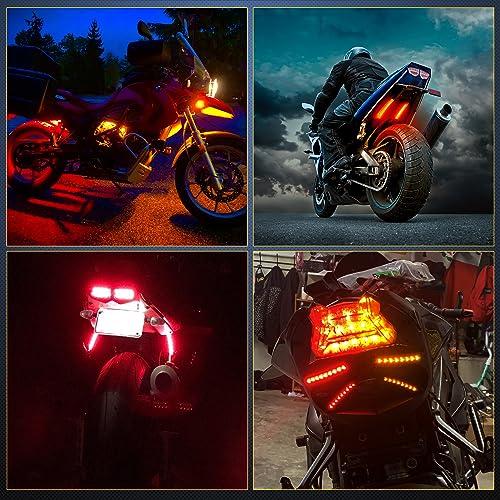 Image of Nilight 2PCS 5Inch LED Motorcycle Turn Signal Running Brake Stop Tail Light Strips Red Beam Flexible Bend Adhesive Universal Fit Harley Motorcycles Dirt Bikes Snowmobile ATV
