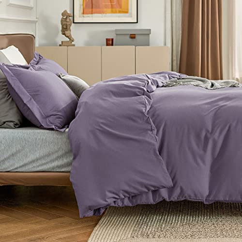 Image of Bedsure Duvet Cover King Size, Double Brushed Bedding Set, Dusty Purple | For Kids & Adults, 104 inchx90 inch Comforter Cover, Hotel Luxury, All Season, Breathable, Easy Care, Lightweight, Zipper Closure