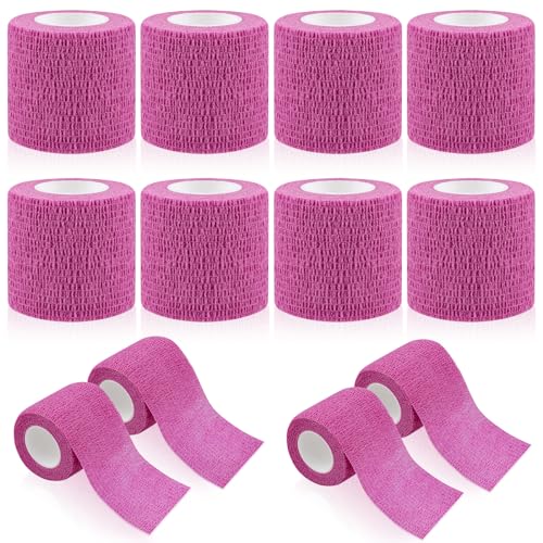 WuGU Benda Elastica Autoadesiva, 12 Rotoli Bendaggio per Animali Domestici 5CM x 4.5M, Bende Elastiche Adesivo Benda, Elastica Autoadesiva Non Tessuto Bendaggio per Mani, Piedi, Ginocchia