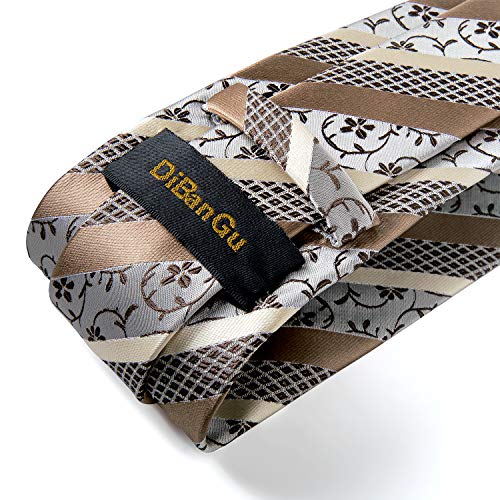 Image of DiBanGu Mens Paisley Tie Set Silk Woven Jacquard Necktie and Pocket Square Cufflinks Gift Set for Wedding Bussiness
