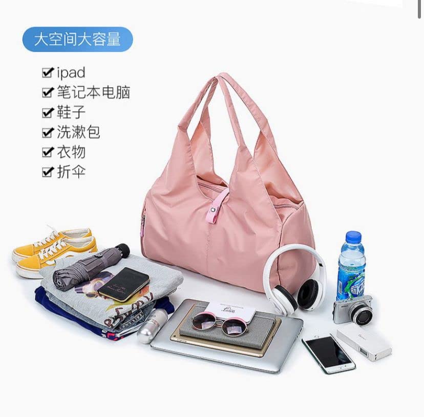 Image of BANQLYN Women Nylon Dry Wet Sport Bags Multifunction Fitness Training Yoga Duffle Bag with Shoe Compartment Fitness Bag (Pink)