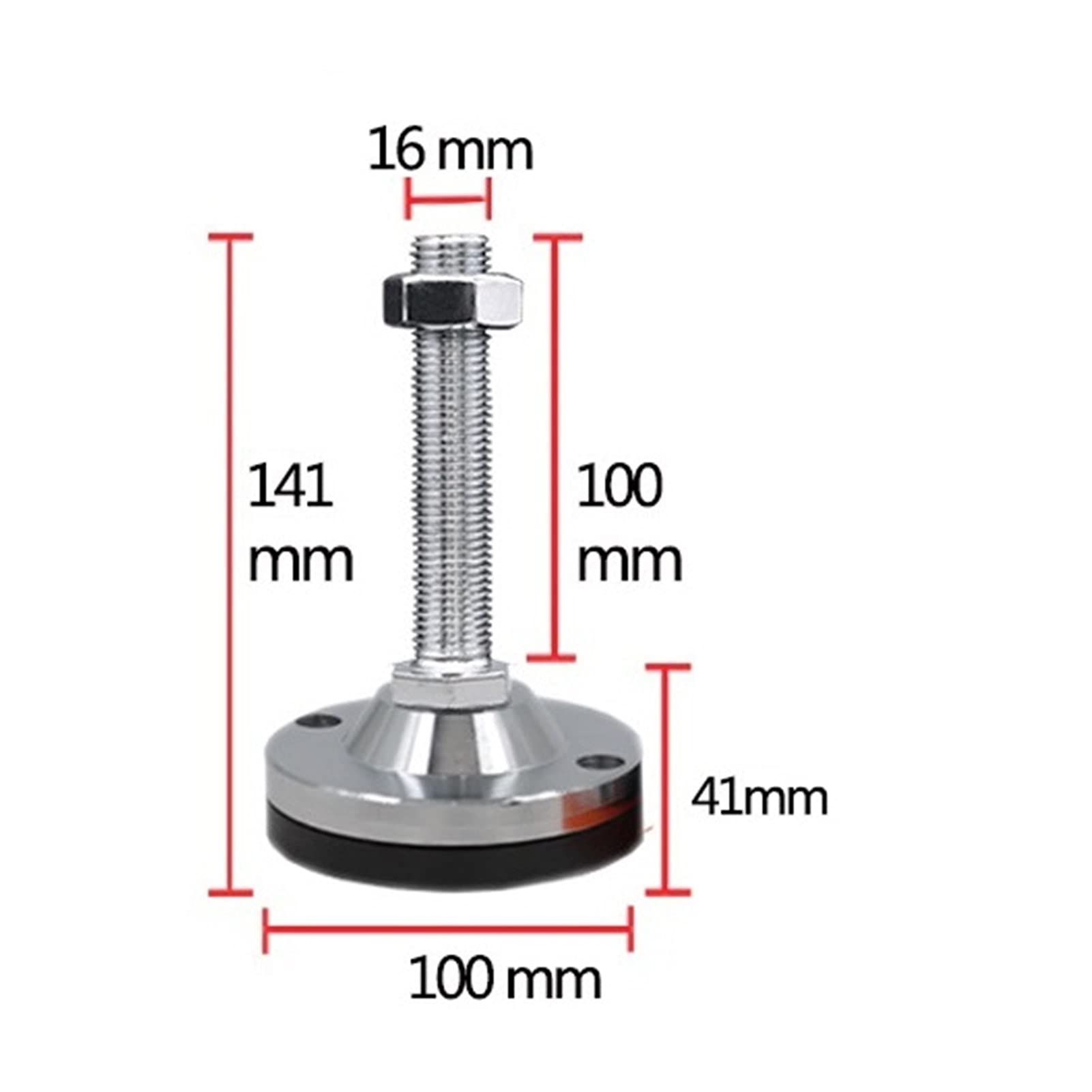 piedini per mobili, Piedini di livellamento for macchine for carichi pesanti installati in acciaio in gomma nera, diametro vite antiurto 16 mm, piedini di livellamento regolabili in metallo, adatti fo