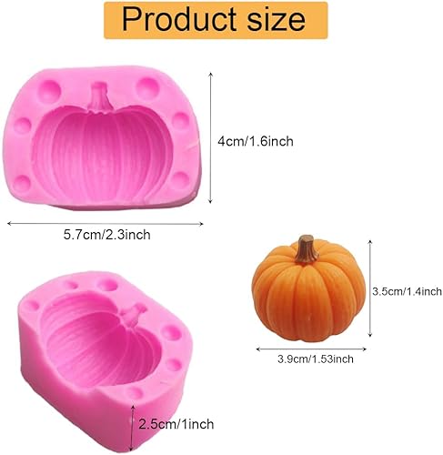 Miniatura 2 de EchoDone Molde de silicona de calabaza 3D para caramelos, hornear, decoración de pasteles, fabricación de jabón, chocolate, arcilla, decoración de