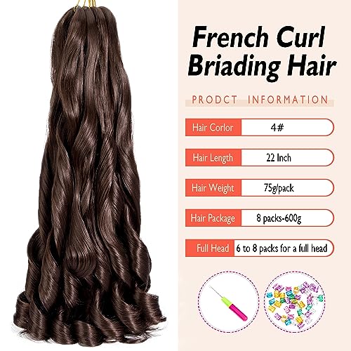 8 Packs French Curly Braiding Hair 22 Inch Pre Stretched Braiding Hair Loose Wave Spiral Curl Braids Crochet Hair with Curly Ends for Black Women by Originea (22 Inch - Image 2