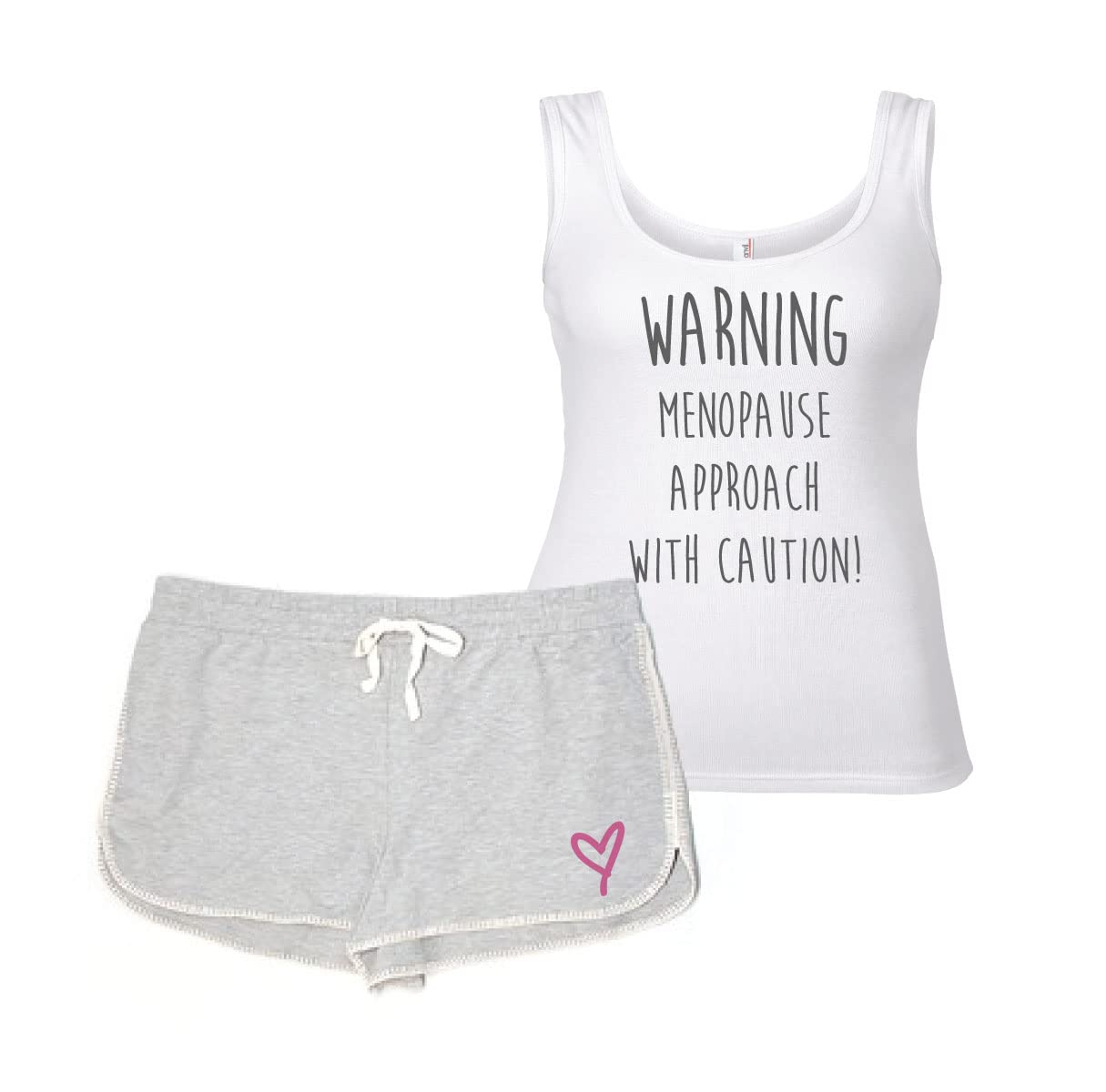 60 Second Makeover Limited Warning Menopause Approach with Caution PJ's Loungewear Lounge Wear Grey and White Friend Birthday Mum Auntie Wife