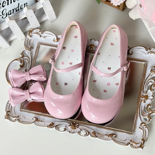 BEROBELLO Women's Lolita Shoes Cute Mary Jane Flats Bowknot Round Toe Party Dress Shoes4