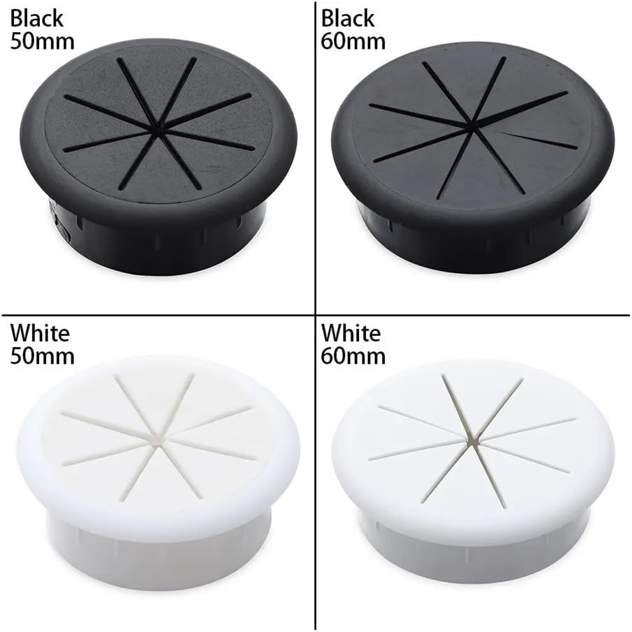 Desk Cable Grommets, Tidies Port Hole Covers, 2pcs Wire Organizer Cover Cord for Office Furniture Passing Eight Petal Threading Box(White,50mm)