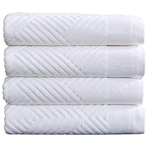 100% Cotton Soft Bath Towels Set | Quick Dry and Highly Absorbent, Textured Bath Towels 27" x 54" (4 Pack)