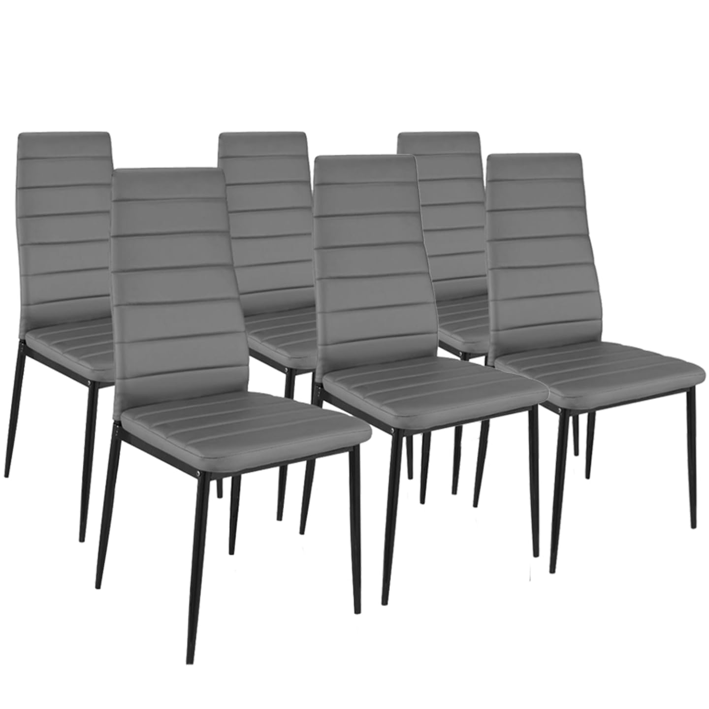 Table à Manger Georgia 140 cm Blanche et Grise avec 6 Chaises Romane Grises