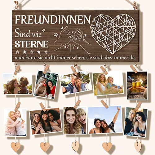 Geschenke für Freundin, Freundin Geschenke, Hängender Bilderrahmen mit 5 Linien und 10 Holzklammern, Geburtstag Weihnachtsgeschenke für Freundin Schwester, Geschenk für Frauen, Geschenk Freundschaf Cover