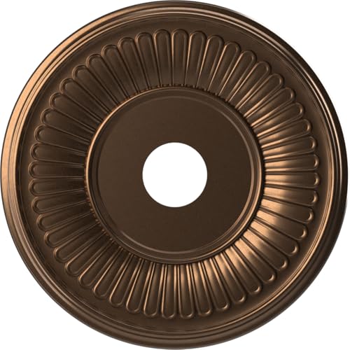 Image of Ekena Millwork CMP19BECAB Berkshire Thermoformed PVC Ceiling Medallion (Fits Canopies up to 8 3 /8 inch), 19 inchOD x 3 1 /2 inchID x 1 inchP, Metallic Antique Brass