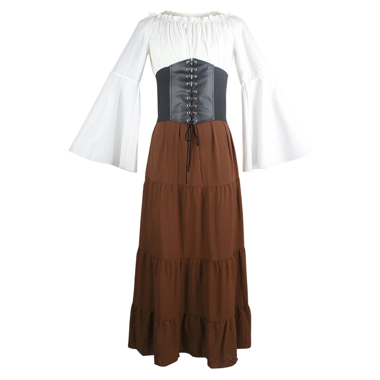 Elegante Abito Drappeggiato per Halloween con Maniche Palloncino, Perfetto per Eventi Cosplay nel 2024.