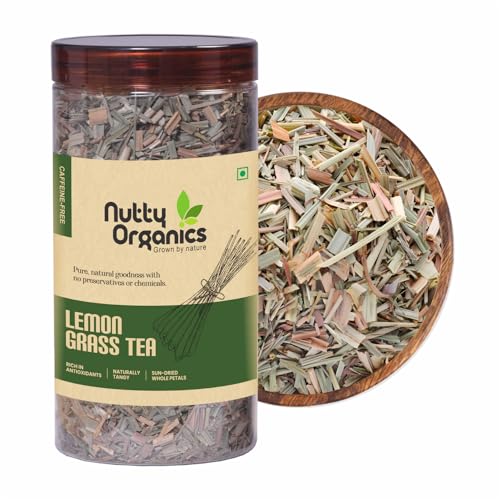 Image of Nutty Organics Lemongrass Tea | 100% Natural Herbal Tea for Detox & Digestion | Caffeine-Free | 100g (50 Cups)