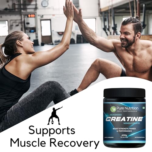 Image of Pure Nutrition Micronised Creatine Monohydrate Powder (400g), Pre /Post Workout Supplement, Instant Energy for Athletic Performance, Fast Recovery, Increased Muscle Mass, Unflavoured, 33 Servings