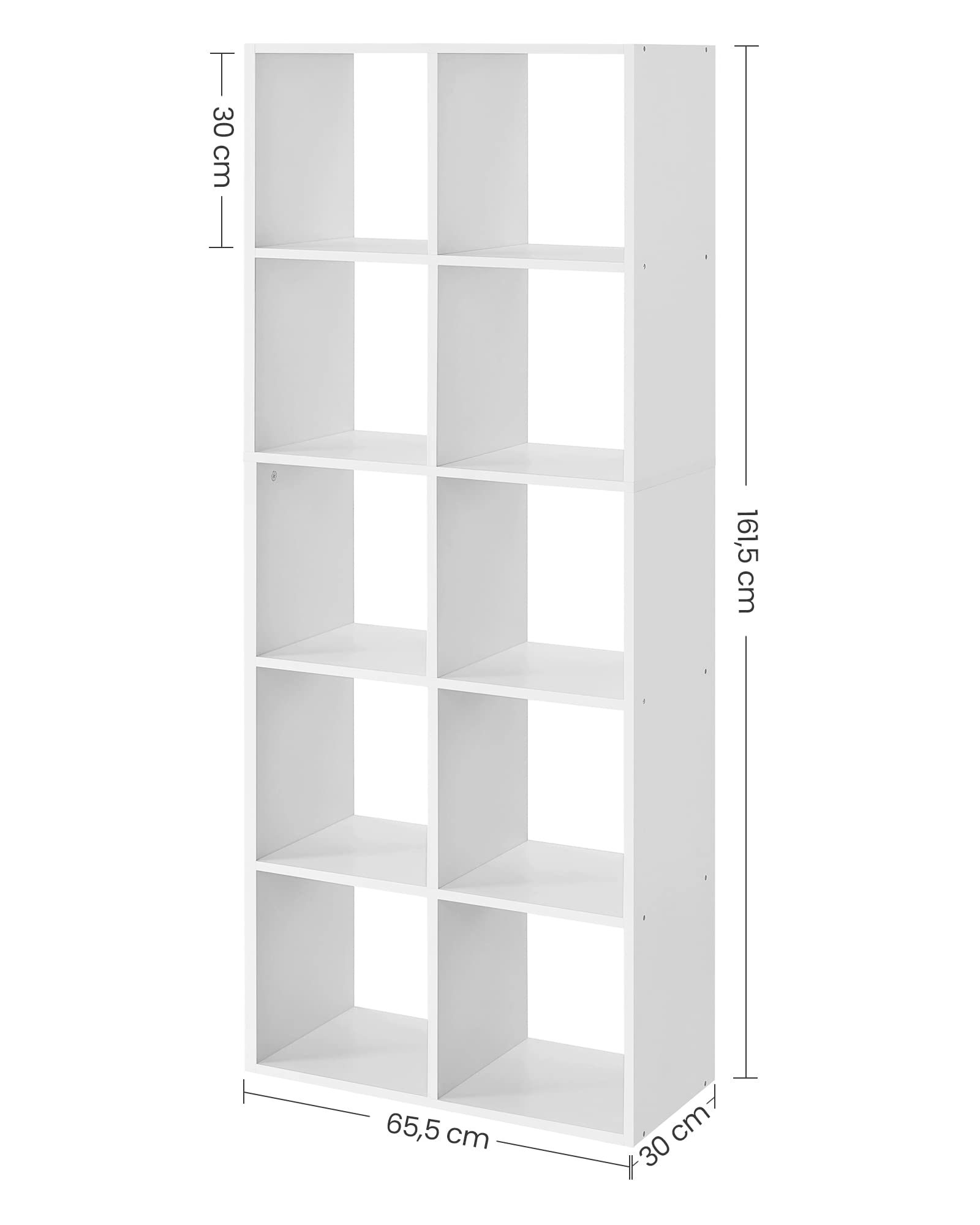 VASAGLE LBC168T14 - Scaffale portaoggetti per libreria da 10 cubi, per soggiorno, studio, ufficio, camera da letto, divisorio, stile scandinavo, bianco