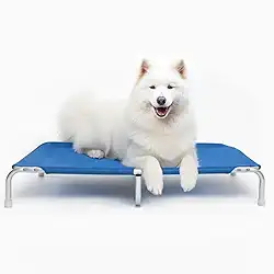 Cama Suspensa Elevada Pet para Cachorro Leve Resistente Aluminio 105x70cm Tamanho GG Suporta Até 70kg - Dogets (Azul)