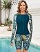 Arolina Womens Modest Long Sleeve Swimsuits 3 Piece Rash Guard with Swim Shorts Bathing Suits for Women Over 50 Green Paisley S