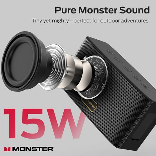 Monster Cubis Bluetooth Speaker, 15W Stereo Sound Portable Speaker, Bluetooth 6.0, 15H Battery Life, TWS Pairing, AUX/TF Card Slot, IPX7 Waterproof Wireless Speaker for Shower, Outdoor, Travel - image 2