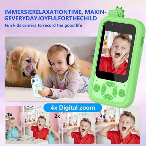 Image of Kids Smartphone Toy with MP3 Music Player Dual Camera for Selfies in-Built Games 2.4 inch Screen 8MP Camera Toys for Boys & Girls (Z-7 Green)