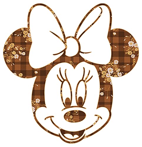 Disney Characters Fall Floral Plaid Minnie Girl's Solid Crew Tee2