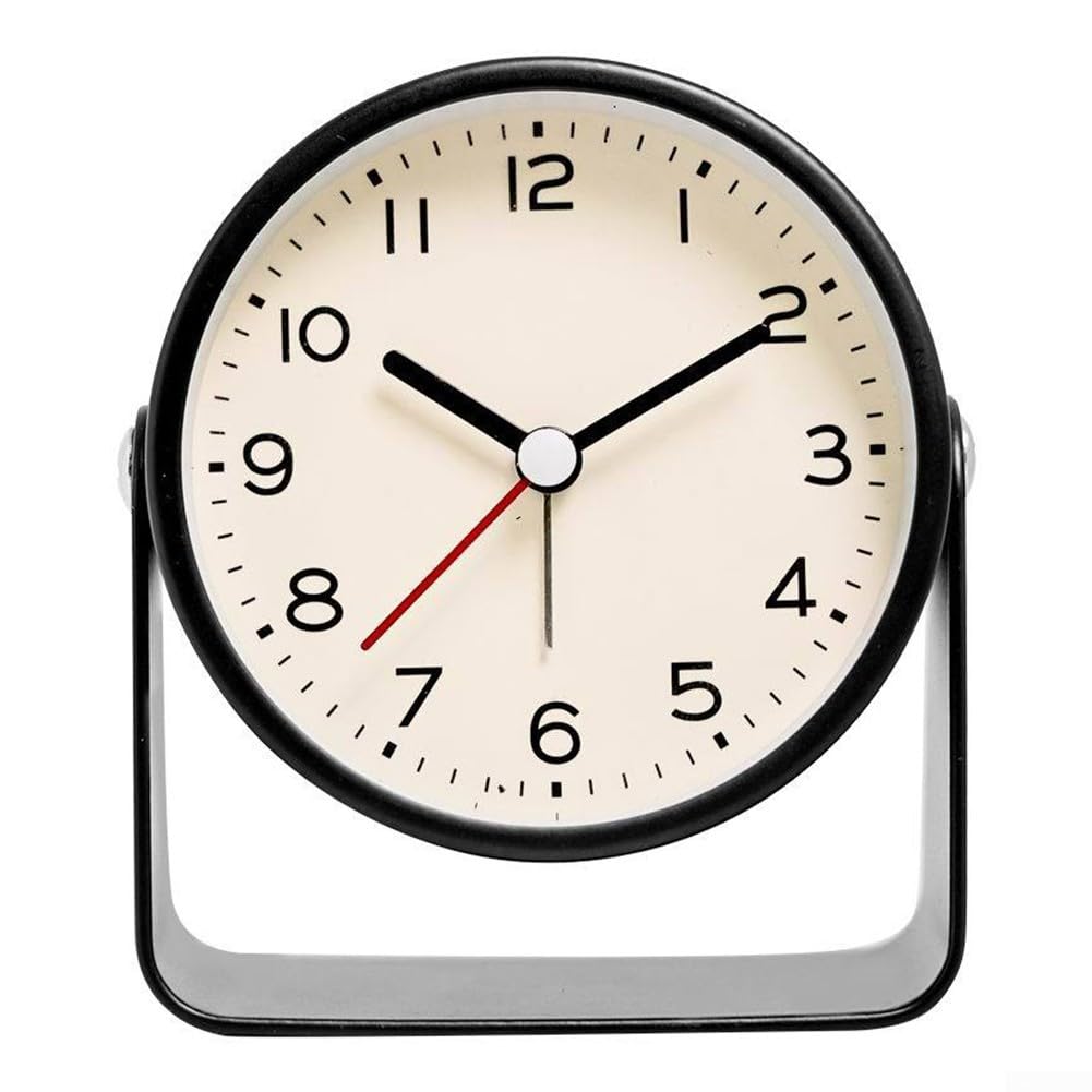 SPORTARC Silent Table Desk Alarm Clock, Metal Alarm Clock Swing Small Turn Clock Alarm Clock, Vintage Alarm Clock For Living Room Bedroom(Is black)