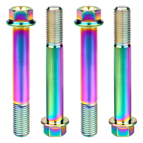 Image of Titanium Bolt M12 30 35 40 45 50 55 60 65 70 75 80 85 90mm Hex Small Flange Head for Motorcycle Car Modification Pack of 4 (M12x85mm Pitch 1.25, Multicolored)