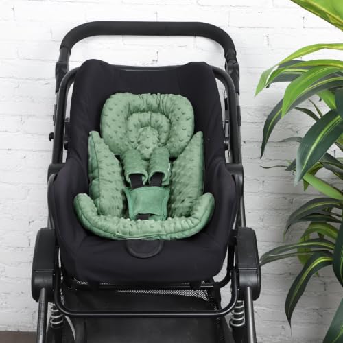 Image of Infant Car Seat Insert Boy Girl, 3 in 1 Newborn Carseat Insert with Strap Pads, Car Seat Head Support for Baby Strollers, Swings, and Bouncers, Comfortable and Machine Washable, Forest Green