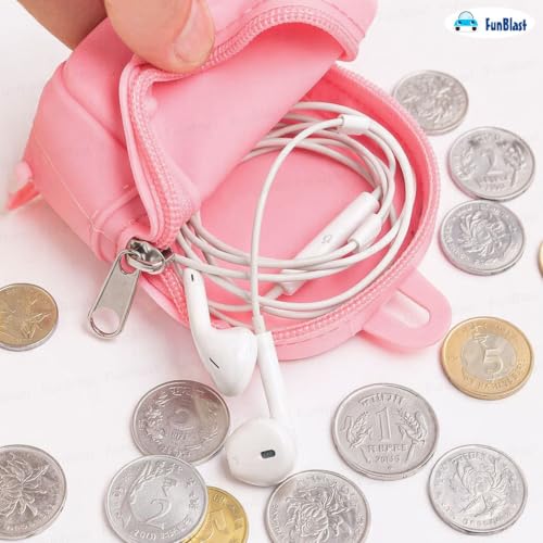 Image of FunBlast Cute Cat Shape Silicone Coin Purse for Kids & Adults - Mini Pouch for Coins, Earphones, Keys & Small Essentials, Aesthetic Pouches for Girls & Women - 12 X 9.5 X 3 Cm (Cat-Pink)