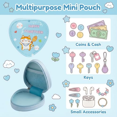 Image of FunBlast Triangle Coin Pouch for Kids - Cute Cartoon Design Mini Purse, Multipurpose Coins Pouch, Small Zipper Wallet for Kids & Girls, Kawaii Coin Bag (Random-Blue)