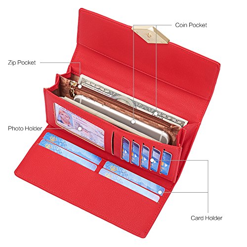 CLUCI Leather Wallet for Women Slim Designer Trifold Ladies Credit Card Holder4