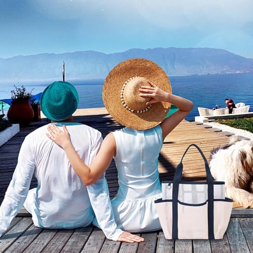 Beach Bag Organizer, Foldable Mesh Cosmetic Pouch, Lightweight Large Travel Makeup Storage Tote, Breathable Sand Proof Container, for Fishing, Yoga, Picnic, Vacation, Dorm3