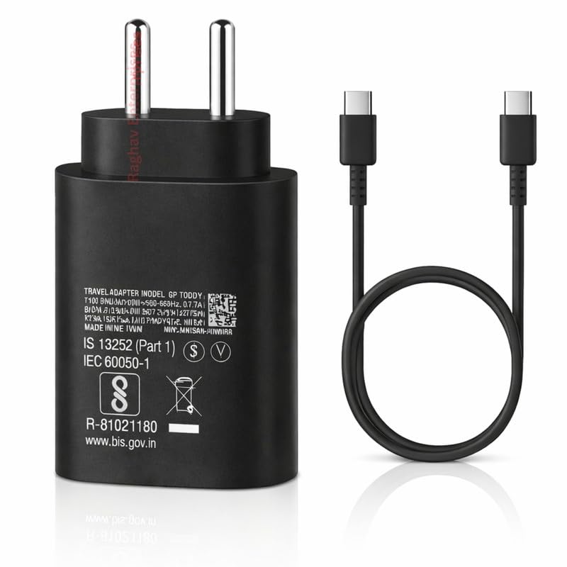 Image of 25W PD Type-C Superfast Charger Adapter Compatible with Galaxy M07|M17|M36|M06|M05|M16| M35|A55|A56|A35|A16|A36|S24Fe|F06|F16|F36|F56|Z Flip7|S25(Edge,Plus,Fe) Tab Fast Charging -JJ Black