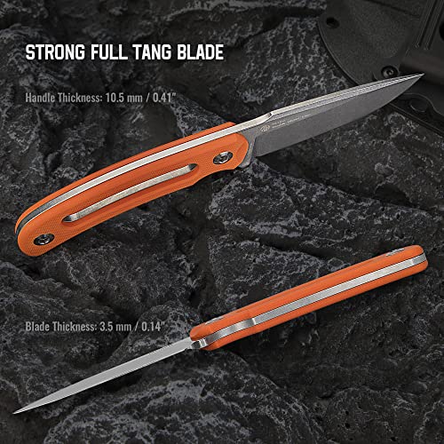 Image of Ruike Survival Hunting EDC Fixed Blade Knife With Sheath,Small Lightweight,14c28n Full-Tang, Bushcraft BowieTactical Camping Gear For Men,Defense Top Horizontal Stainless Steel,Carry Kydex Blet, F815