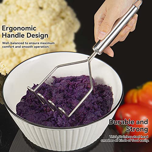 2 Pcs Potato Masher, Heavy Duty Stainless Steel Integrated Masher Kitchen Tool Wire Masher For Potatoes, Avocados, Beans, Or Fruit & Vegetables #TOP2