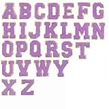 FINELYCR Parches Autoadhesivos de Letras A a Z, 26 Piezas Letras Adhesivas para Tela, Violeta Letra Autoadhesivo para Mochilas, Parches Personalizados para Ropa, Gorras, Agendas, Regalos