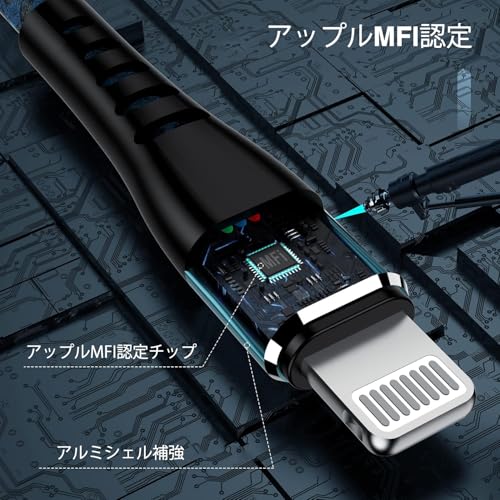 undefined ライトニングケーブル 「2m×2本」Apple認証 iPhone充電 2m 高耐久 ナイロン編み 根元強化 急速充電&データ転送 柔軟性 iPhone12/12 Mini /12 Pro/11/XS/XS Max/XR/X/8/7/7 Plus/6,iPad iPad Air 2/mini 4 多種対応 (2m×2本 青) の商品画像 2