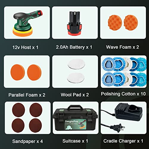 Cordless Buffer Polisher For Car With 1Pcs 2000Mah Battery,6 Variable Speed 5000Rpm Car Polisher With Waterproof Toolbox 20Pcs Attachments,6 Inch Polishing Waxer Machine Kit For Car Detailing #TOP5