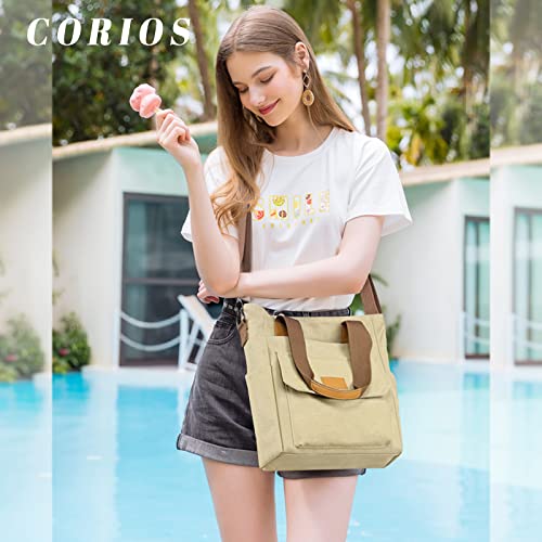 Image of CORIOS Women Handbag Canvas Shoulder Bag Casual Top Handle Bag