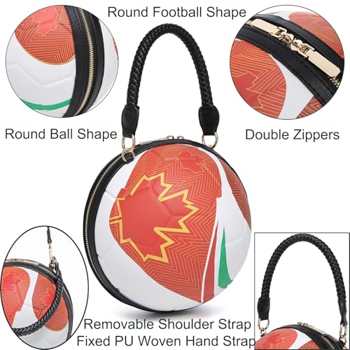 Image of Women Unique Novelty Football Purse, Ball Shaped Handbag Crossbody Shoulder Bag | Rugby