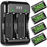 2800mAh Controller Battery Pack for Xbox One/Xbox Series X/Xbox One S/Xbox One X/Xbox One Elite, NYI 4 x 2800 mAh High Power Rechargeable NI-MH Batteries Kit with Charger