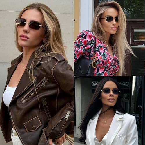 SDINM Fashion Rectangle Rimless Sunglasses for Men Women Frameless Tinted Lens Sun Glasses Shades3