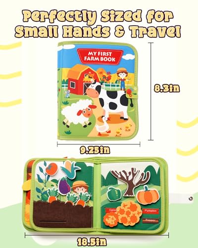 Image of Montessori Busy Book, 10-Page Sensory Activity Toy, Farm