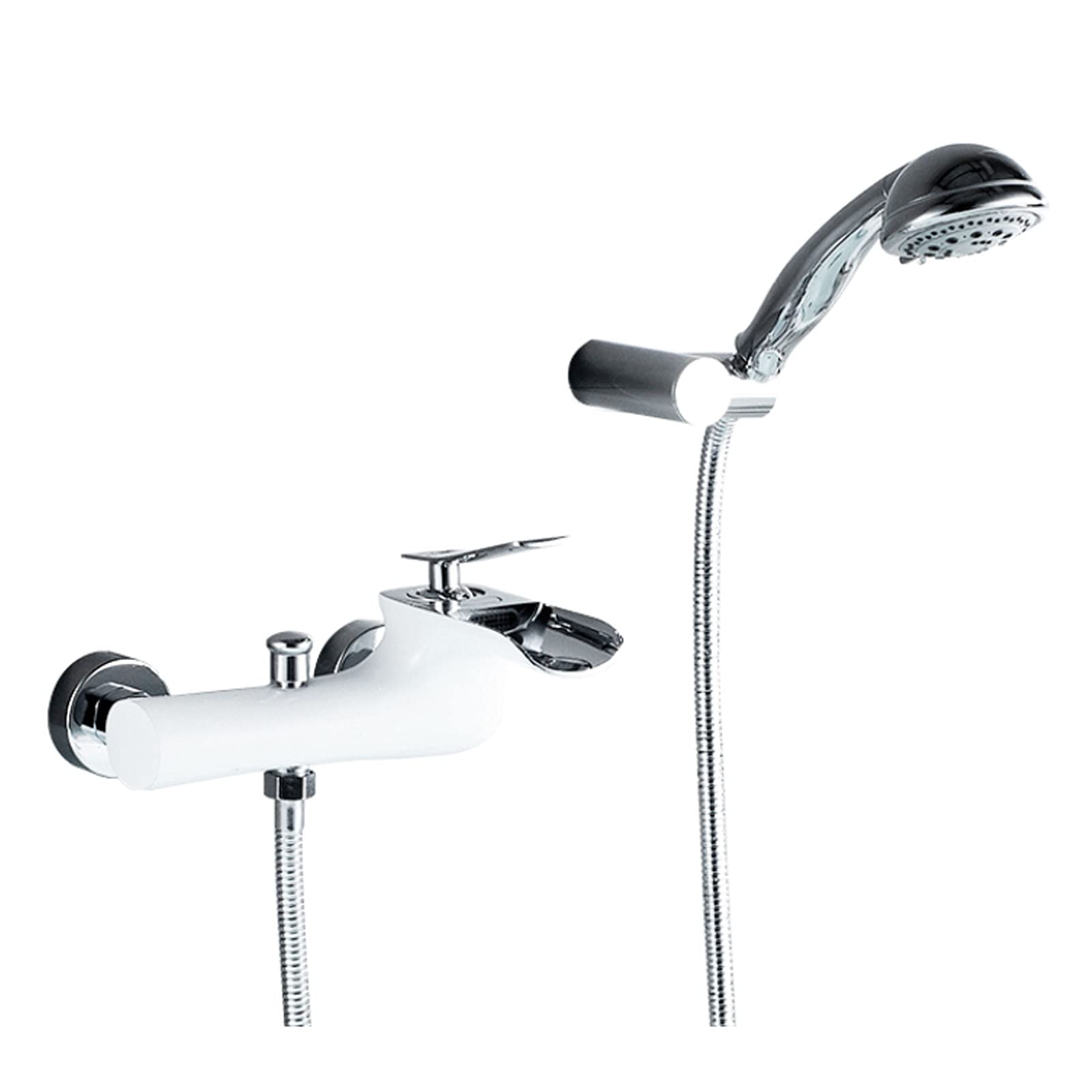 Mitigeur de salle de bain cascade mural eau chaude froide Bianco chrome