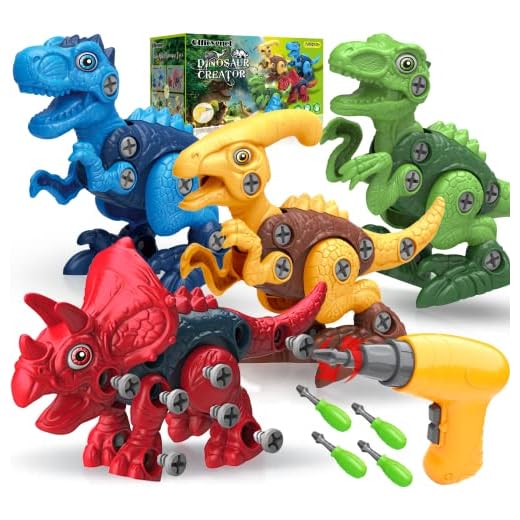 Dinosaur Toys for 3, 4, 5, 6, 7 Year Old Boys, Take Apart Toys with Electric Drill for Kids, STEM Educational Construction Building Toys, Ideal Xmas Birthday Gift, Incl Tyrannosaurus Rex Triceratop