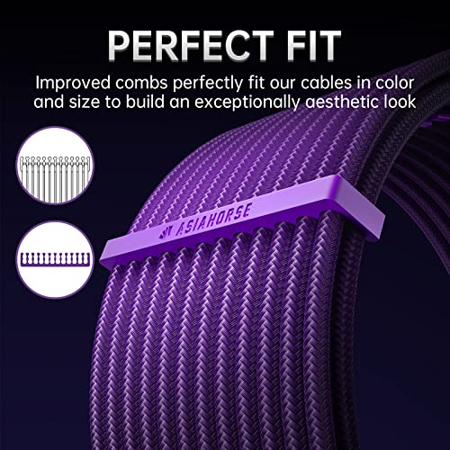Image of Asiahorse Power Supply Sleeved Cable for Power Supply Extension Cable Wire Kit 1x24-PIN / 2x8-PIN (4+4) M /B,3x8-PIN (6+2) PCI-E 30cm Length with Combs(PUEPLE-6KIT)